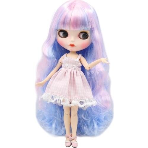 Fortune Days 1/6 bjd joint body soft blue pink mixed color curls hair matte face with eyebrows Lip gloss SD DBS gift toy