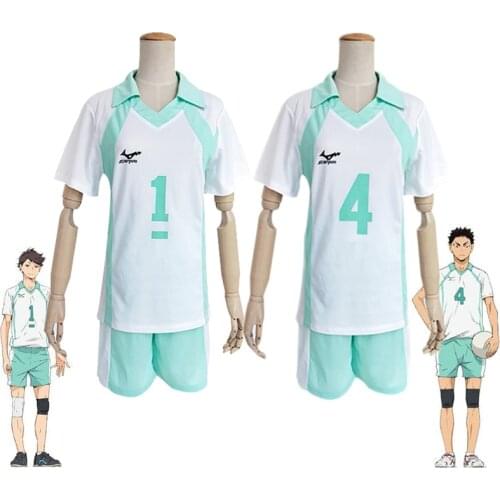 Haikyuu!! Aoba Johsai #4 #1 Oikawa Tooru School Uniform Cosplay Costume Haikiyu Volley Ball Team Jersey Sportswear