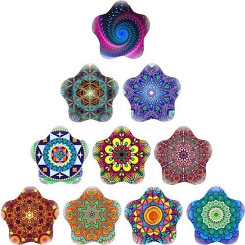 JWEIJIAO Retro Colorful New Fashion Flower Fashion Single Product Printed Glass Flower Pattern Cabochon Flat Back Jewelry