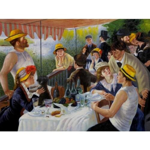 Oil painting of people Luncheon of the Boating Party by Pierre Auguste Renoir famous art reproduction 100% handmade High quality
