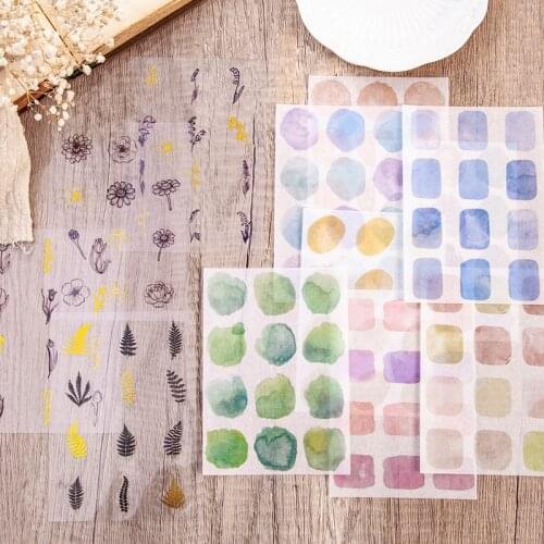 2 Pcs Kawaii Colorful Sticker Plant Flowers Hot Stamping Sticker Journal Decoration Scrapbook Waterproof Stationery Accessories
