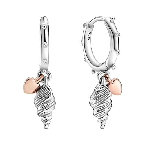LByzHan 2020 Summer New 925 Sterling Silver Earring Heart and Conch Shell Earrings fit Original Bracelets Women DIY Jewelry