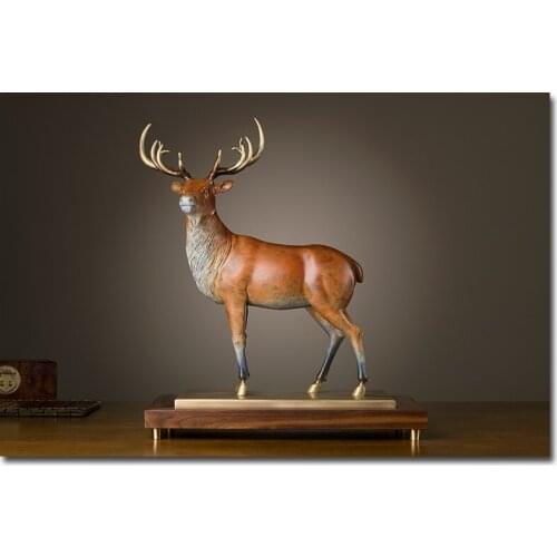 TOP Collection 45cm large Auspicious Christmas Auspicious deer GIFT Home company GOOD LUCK animal copper Sculpture decoration