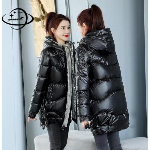 M-3xl Womens Padded Parkas Jacket Winter Female Coats Zipper Hooded Long Style Comfortable Ladies Outerwear Top Clothes Hy83