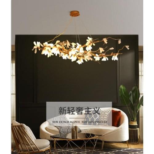 Copper lamp luxury post-modern copper crystal chandelier French living room dining hall lamp American minimalist designer villa