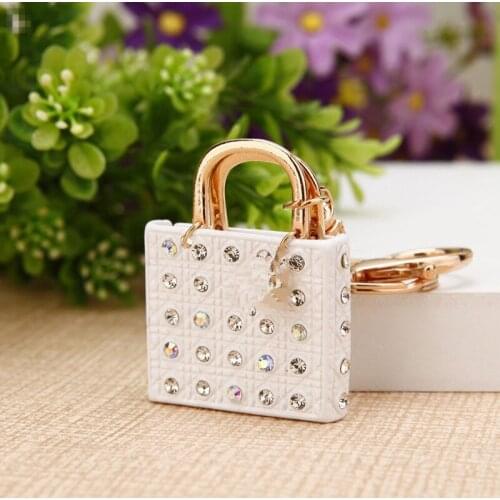 Metal crystal bag metal car chain ring keychain crystal bag buckle bag