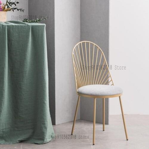 Golden Italian Light Luxury Dining Chair Nordic Ins Style Desk Dressing Table Wrought Iron Metal Stool