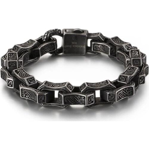 New European and American personality retro totem punk mens titanium steel bracelet
