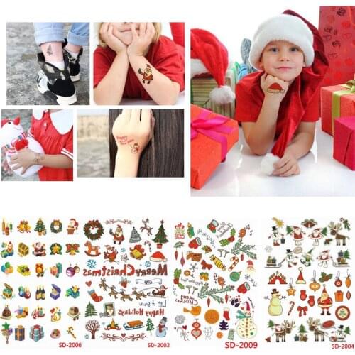Set Small Temporary Tattoo Stickers Body Art Waterproof Animals Christmas Style