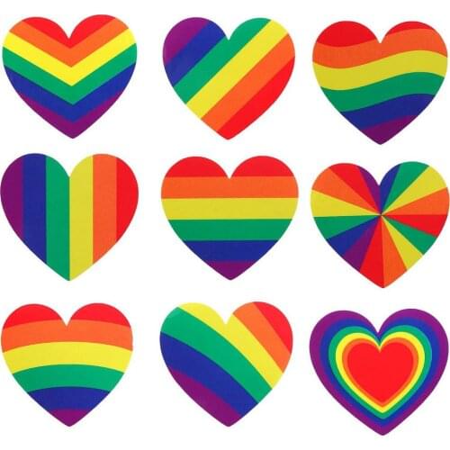 Heart Shaped LGBT Stickers Bisexual Lesbian Rainbow Gay Pride Stickers Labels For Cup Laptop Self-Adhesive Decals For Phone Mugs