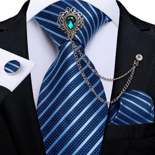 New Arrival 100% Silk Mens Tie 8cm Striped Classic Business Neck Tie Pocket Square Formal Dress Cravat Dropshipping DiBanGu