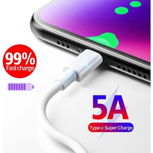 New 5A Liquid Silicone Super Fast Charge Cable Type C Cable For Samsung Huawei Xiaomi USB C Charging Wire Data Cable