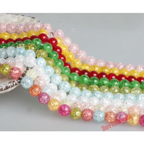 Fctory Price AAA+ Wholesale Colorful Crack Glass Crystal Beads For Jewelry Making Stone DIY Bracelet Necklace 6mm 8mm 10mm 12mm