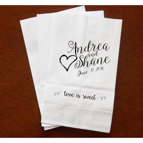 Personalized Wedding Favor Pretzels Bridal baby Shower Kraft Paper Bakery Cookie desserts gift Favors Bags holder pouches packs