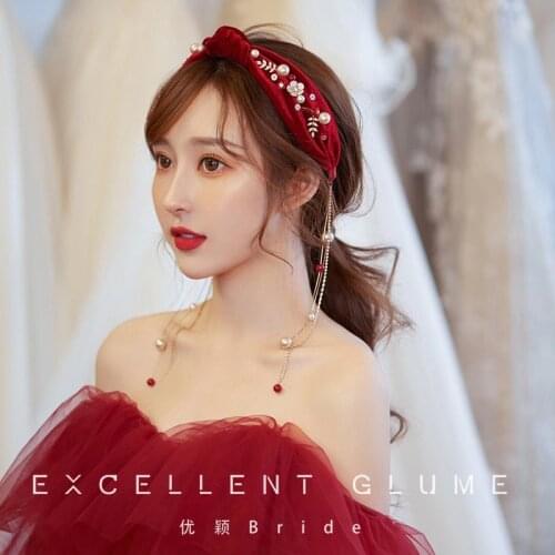 Luxury Velvet Rhinestone Bead headbands Women Vintage Royal Evening Party Cocktail Church Ladies Velour Pearl Fringe Headdress