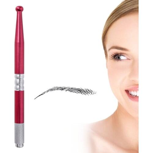 Makeup Eyebrow Pen 1 PCS Red Manual tattoo pen eyebrow Microblading pen for permanent makeup with 2pcs needle blade microblading