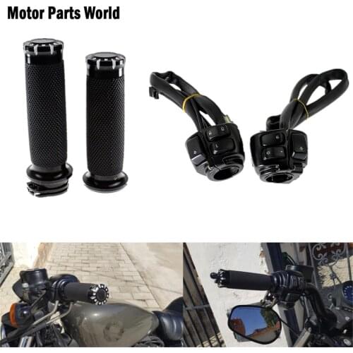 Motorcycle 1''25mm Handlebar Grips CNC Handle Bar+Handlebar Control Switches For Harley Dyna Touring Softail SportsterXL Softail