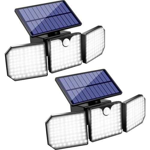 SMY 230 LEDs 2000LM Bright Wireless Solar Motion Sensor Lights Outdoor, 360° 3 Heads Adjustable&IP65 Waterproof LED Flood Lights