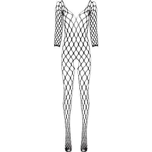 Sexy Womens Fishnet One-Piece Bodysuit Doll Mesh Underwear Body Leotard Crotchless Bodystocking See Through Sheer Sissy Bodysuit