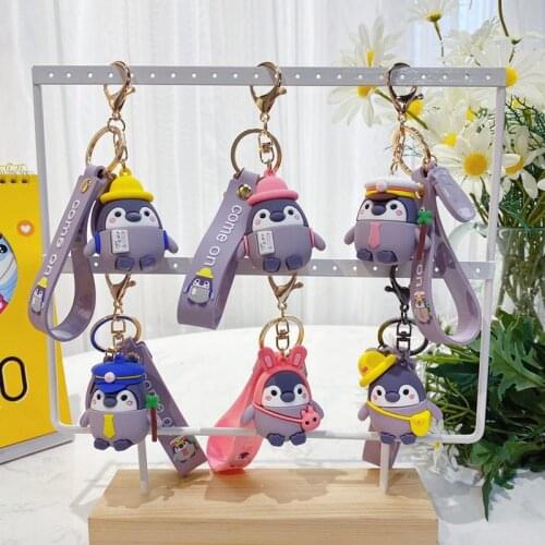 Cute Cartoon Penguin Keychains For Backpacks Car Keyring Creative Silicone Porte Cles Kids Gift Chaveiro Keychain Accessories