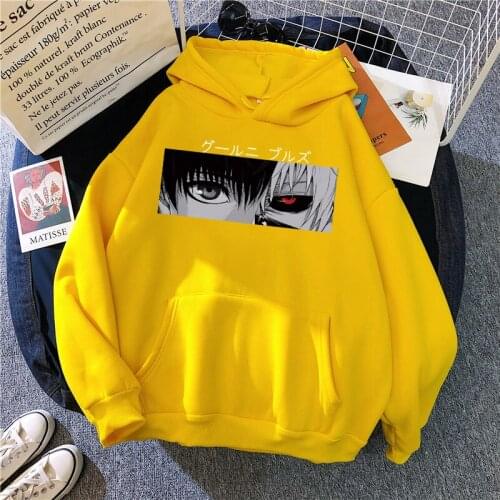 90s Japanese Anime Tokyo Ghoul Graphic Hoodies Men Kawaii Winter Clothing Cartoon Kaneki Ken Streetwear Unisex Sweatshirts Male
