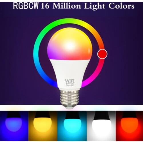 Dimmable Smart WiFi LED Bulb E27/B22 Wifi Remote Control LED Lamp 110V 220V Warm White Night Light Work With Alexa Google