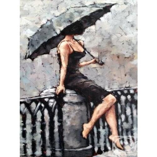 Needlework the Girl Under the Umbrella Cross Stitch vs Embroidery with 14CT Aida Counted Canva&Free Shipping for Home Decoration