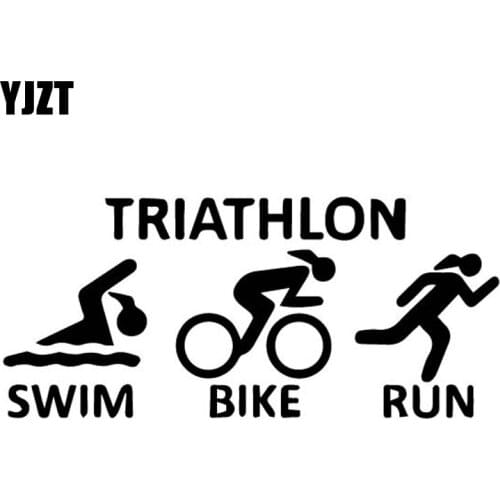 YJZT 15CM*6.7CM Cool Triathlon Sport Swim Bike Run Vinly Decal Delicate Decor Car Sticker Nice Black/Silver C27-0665