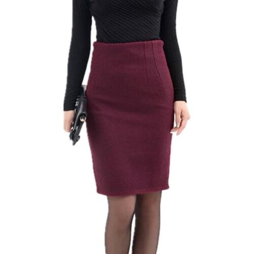 2020 Autumn Winter Woolen Skirt Women High Waist Midi Skirt Elegant OL style Fashion Plus Size Skirt Skirts WomenS508