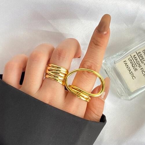 KISS WIFE New Cool Hollow Out Geometry Irregular Distortion Multilayer Cross Twist Metal Ring for Women Girls Party Jewelry 2021