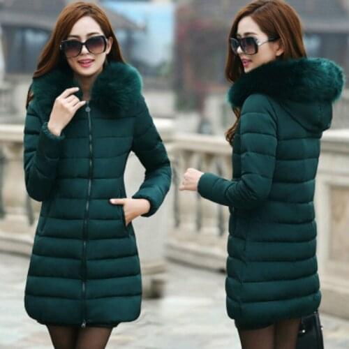 Womens winter coat new cotton coat womens long section fur collar middle-aged mother dress fashion slim womens clothing