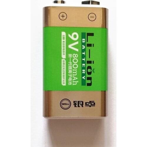 10pcs/lot 800mAh Li-ion 9 V Rechargeable Batteries For Smoke detectors Wireless Microphones