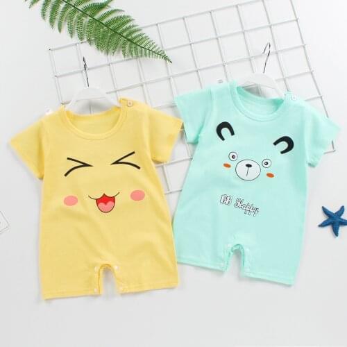 2020 Cotton Baby Jumpsuit Summer Short-sleeved Robe Romper Baby Clothes Baby Newborn Clothing Baby Clothes Unisex Cartoon