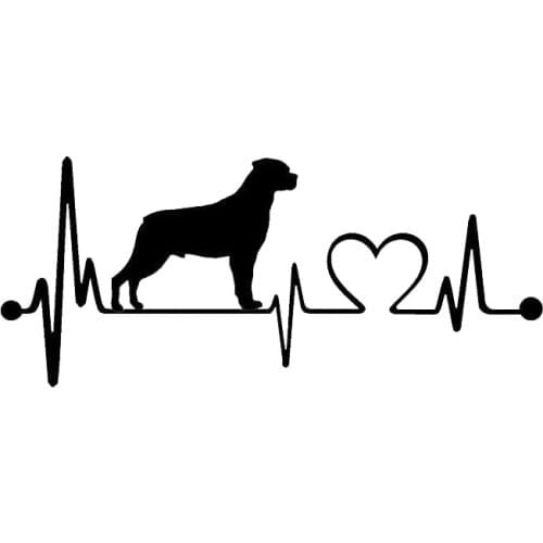 21cm*10cm Rottweiler Heartbeat Lifeline Dog Auto Sticker PVC Covering Scratch Fashion Cartoons Animal Car Motorcycle Decal
