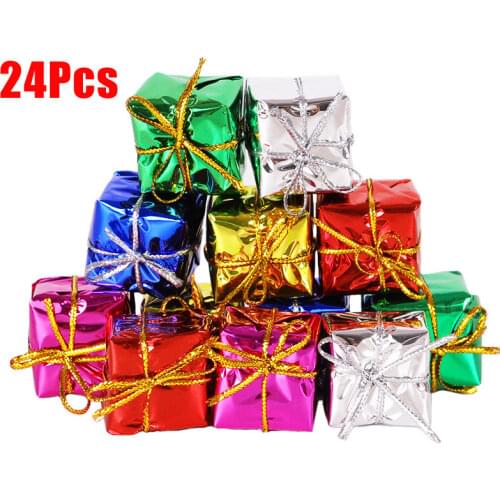 12/24/36Pcs Small Christmas Gift Box Delicate Christmas Tree Ornaments Christmas Tree Decoration For Party Festival Random Color