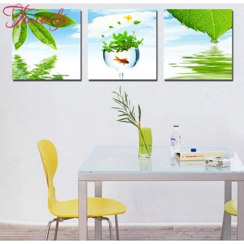 3 pcs fish view 5d diamond painting full square&round drill diamond embroidery mosaic modern triptych home decoration painting