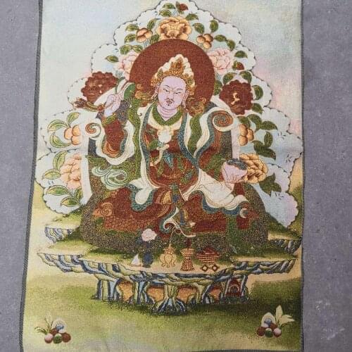 36 inch Tibet Silk embroidery Nepal huang caishen Buddha Tangka Thangka Paintings family wall decorated the mural