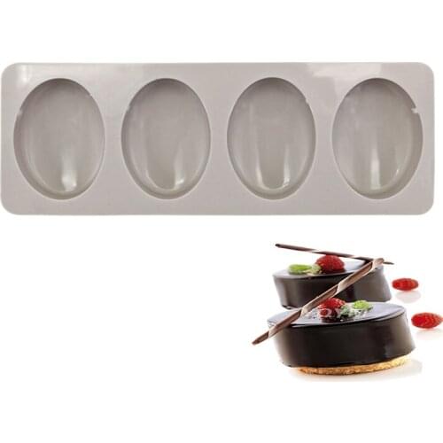 4 Cavity Silicone Oval Shape DIY Cake Chocolate Baking Mold Perfume Soap Resin Mould Handmade Craft Decoration Tools