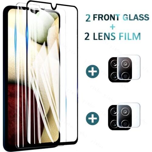 4 In 1 Camera Glass for Samsung A12 Protective Glass on For Galaxy A12 A 12 6.5" SM-A125F/DSN Phone Screen Film Camera Glas