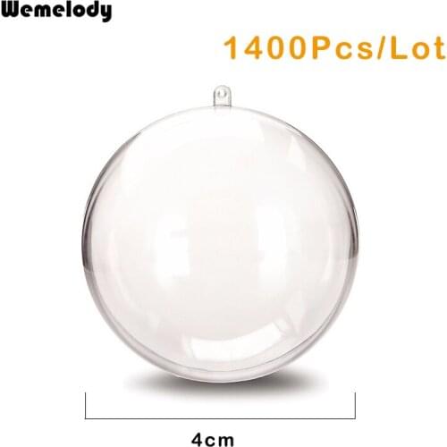 40MM clear plastic acrylic Transparent Fillable Christmas Tree Ball Ornament Wedding candy decoration (1400pcs)