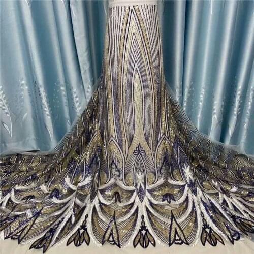 African Lace Fabric 2020 High Quality Lace Nigerian French Sequence Net Lace Fabrics For Women Party Dress yy21-6