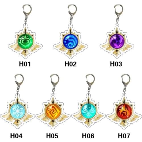 Anime Keychain Genshin Impact Element Vision Gods Eye Mondstadt Liyue Harbor Accessories Bag Pendant Key Chain For Girl Gifts