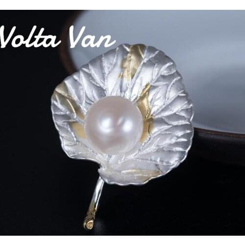 Volta Van Brooches 925 Sterling Silver Freshwater Pearls Vintage 2021 New Fine Jewelry Leaves Luxury Fashion Concise Brooch