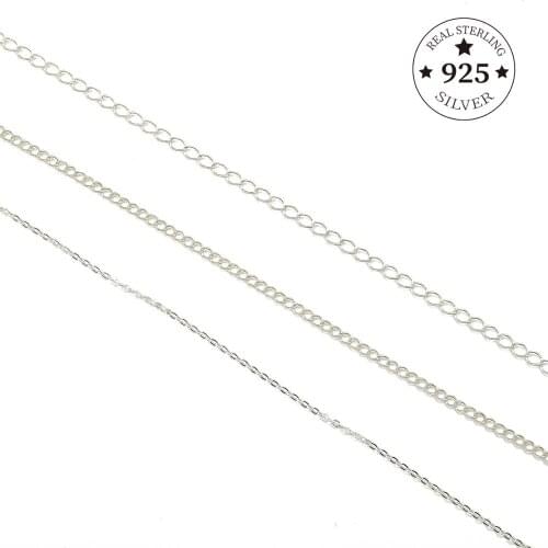 925 Sterling Silver Findings 50cm Oval Open Link Chain Tail Extender Chain For DIY Bracelet Jewelry Making Accessories