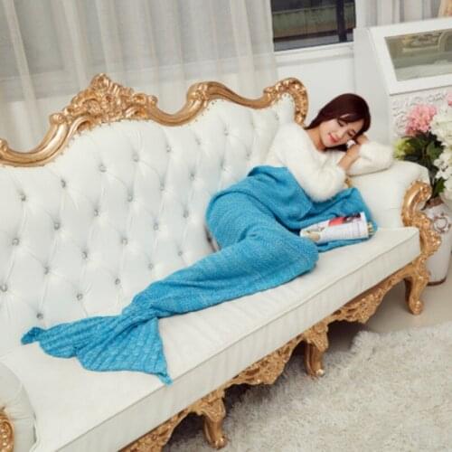 Colorful Mermaid Blanket Warm Mermaid Tail Cover For Sofa Bedroom Adult Children Relax Sleeping Nap Crochet Blankets