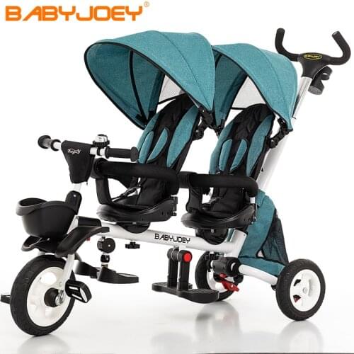 Childrens Three-Wheeled Bicycle Folding 1-3-5 Years Old Twin Trolley Baby Double Car