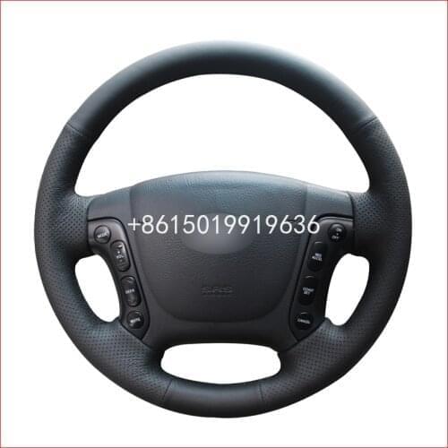 DIY Black Leather Car Steering Wheel Cover for Hyundai Santa Fe 2007 2008 2009 2010 2011 2012