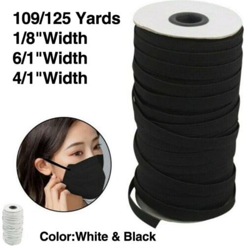 Elastic Bands 109/125 Yards Length DIY Braided Elastic Band Cord Knit Band Sewing 1/8 1/6 1/4in