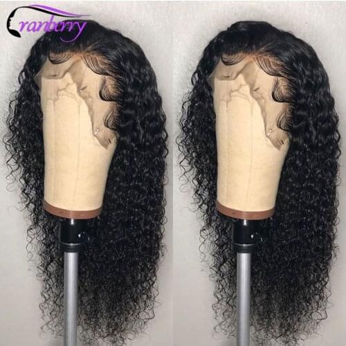 Cranberry Hair Brazilian Curly Wave Wig T-Middle Part Lace Wig 100% Remy Human Hair Wigs For Black Women Pre Plucked Hairline