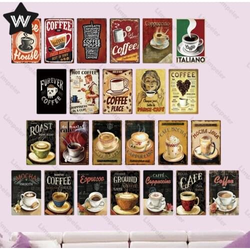 Coffee House Vintage Metal Plaque Sign Bar Home Wall Decor Plate Retro Metal Poster Wall Stickers for Man Cave Club Decor Plates